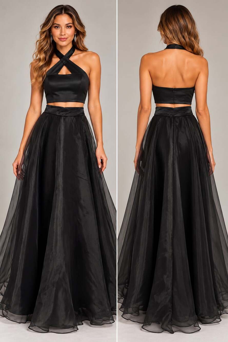 JS Collections Black Organza A-Line Formal Maxi Skirt — Size 4